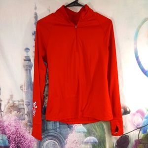 Athleta red and silver 3/4 zip top